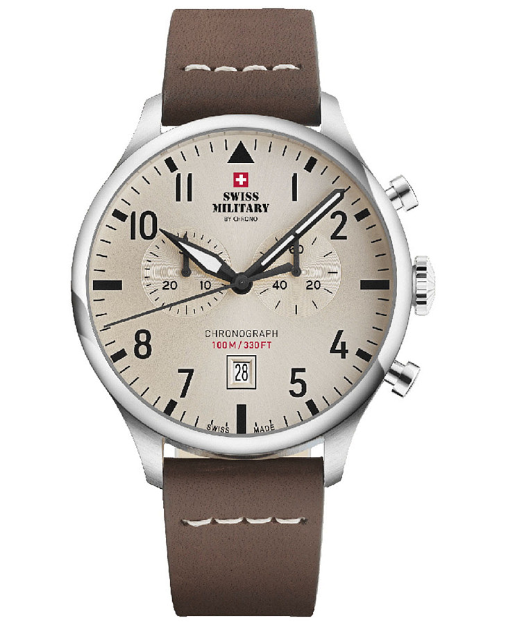 Часы Swiss Military by Chrono Vintage Chronograph SM34098.09 — мужские, бежевый