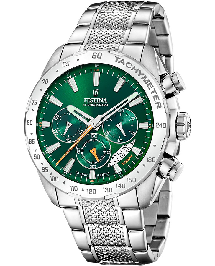 Часы Festina Timeless Chrono F20668/3 — мужские, зеленый