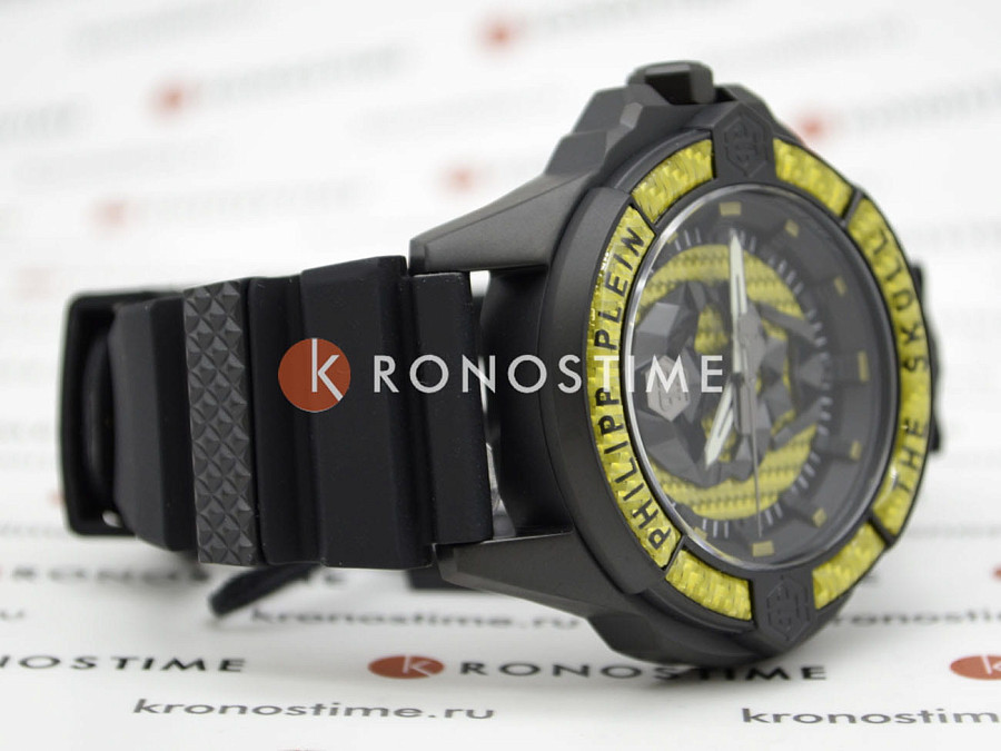 Часы Philipp Plein The Skull Carbon Fiber PWAAA1922 — мужские, силикон