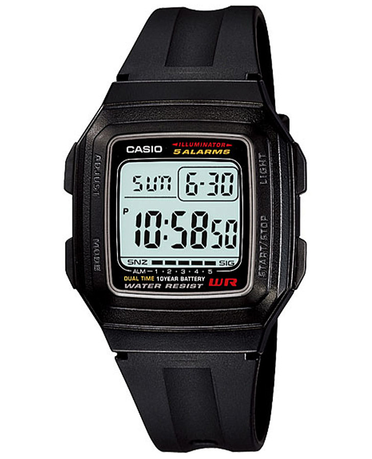 Часы Casio Collection F-201WA-1A — мужские, серый