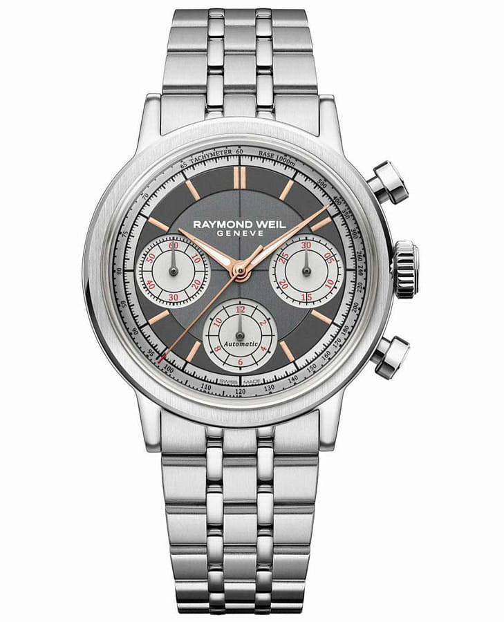 Часы Raymond Weil Millesime Tri-Compax Chronograph 7765-ST-60651 — мужские, антрацитовый