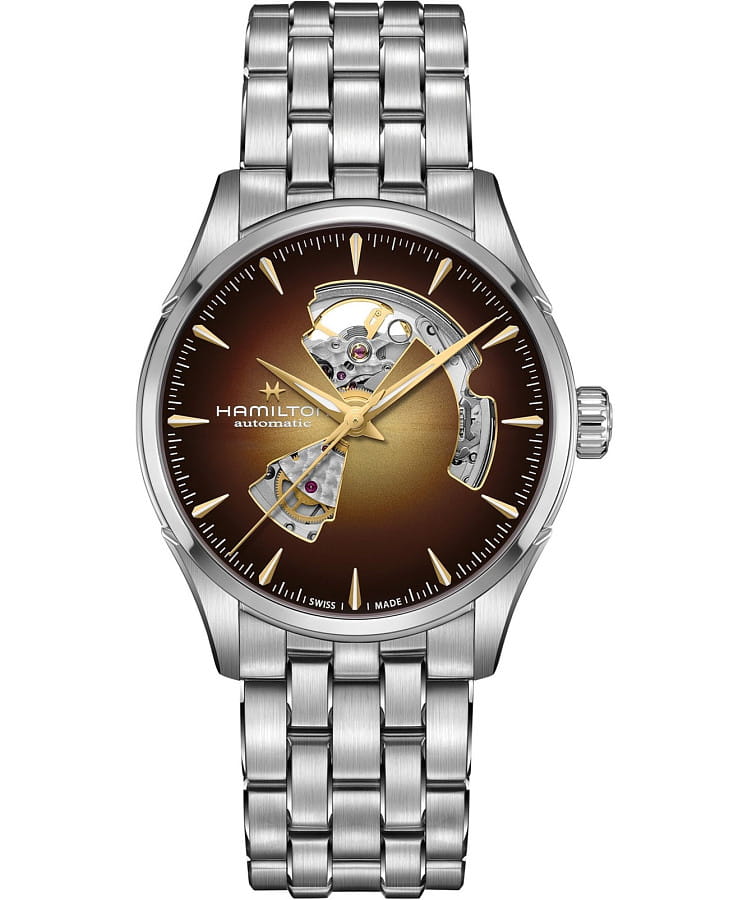 Часы Hamilton Jazzmaster Open Heart Auto H32705101 — мужские, коричневый