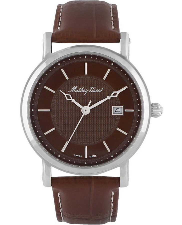 Часы Mathey-Tissot City Leather HB611251AM — мужские, коричневый