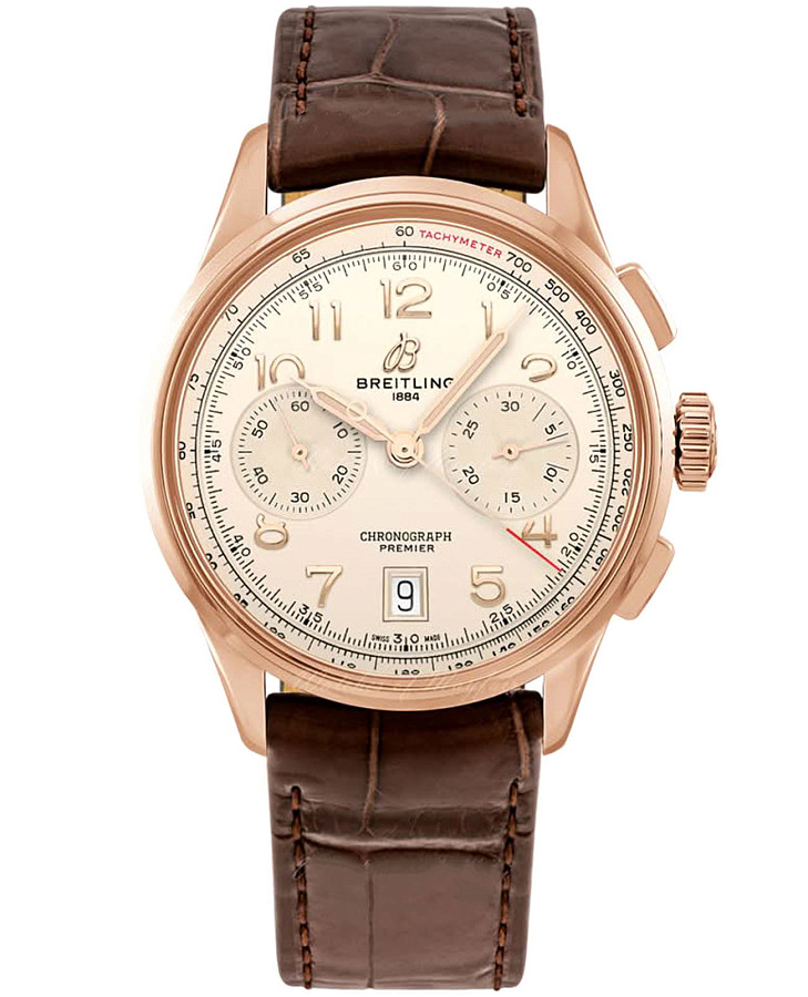 Часы Breitling Premier B01 Chronograph 42 RB0145371G1P2 — мужские, шампань