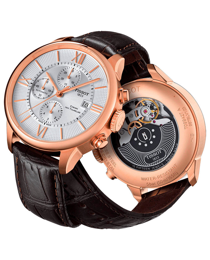 Часы Tissot Chemin des Tourelles Chronograph T099.427.36.038.00 — кожаный, мужские