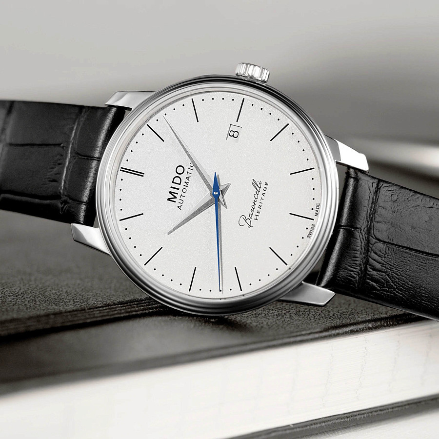 Часы Mido Baroncelli Heritage Gent M027.407.16.010.00 — металл сталь, кожаный