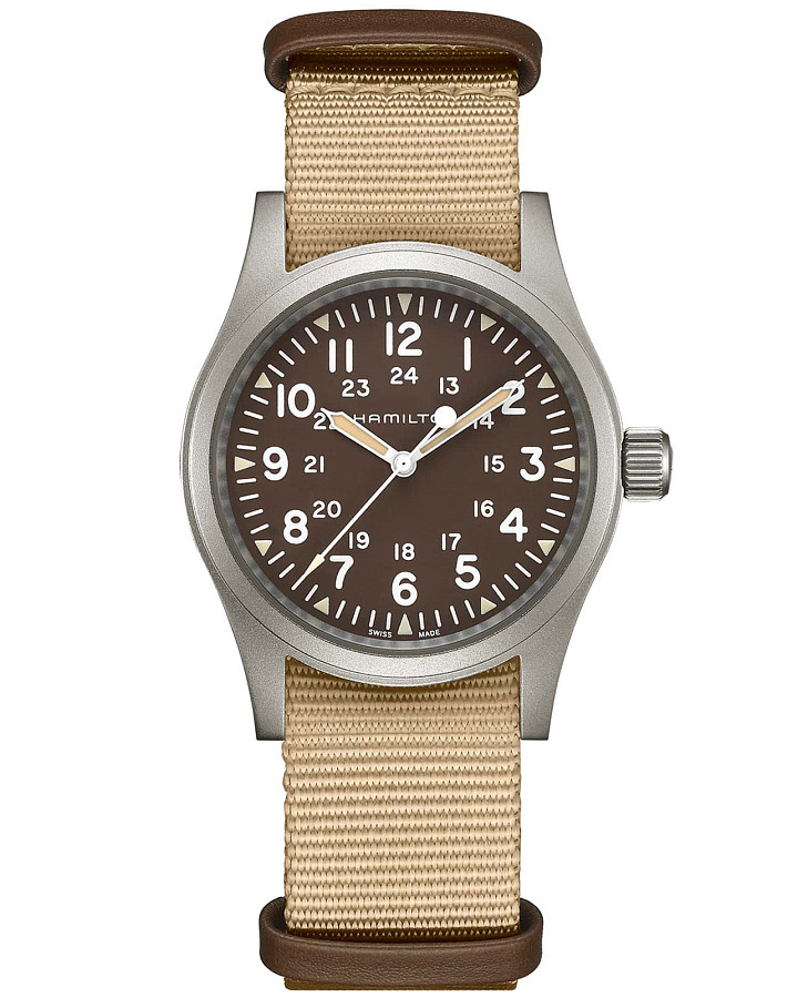 Часы Hamilton Khaki Field Mechanical H69439901 — мужские, коричневый