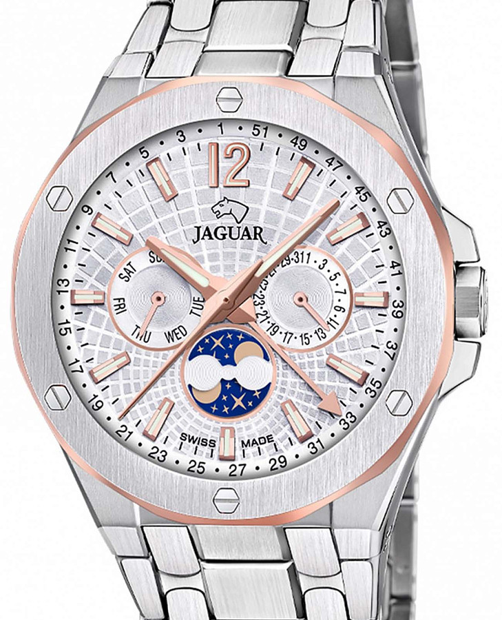 Часы Jaguar Moonphase J1039/1 — кварцевые, металл сталь