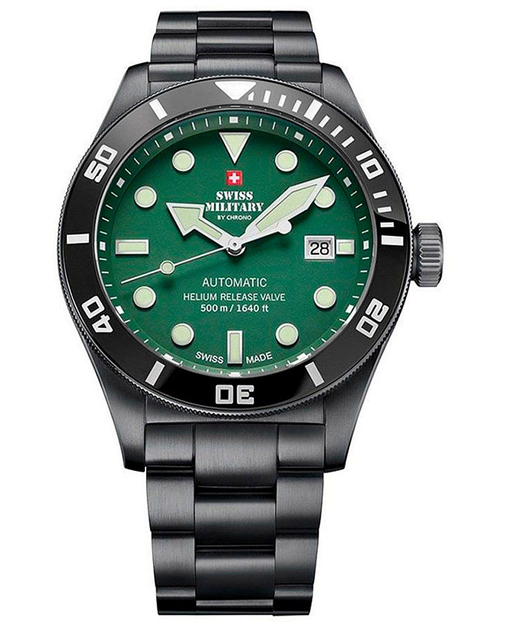 Часы Swiss Military by Chrono Diver SMA34075.08 — мужские, зеленый