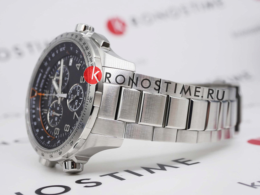 Часы Hamilton Khaki Aviation X-Wind GMT Chrono Quartz H77912135 — мужские, нержавеющая сталь