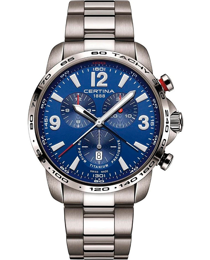 Часы Certina DS Podium Chronograph 1/100 sec C001.647.44.047.00 — мужские, синий