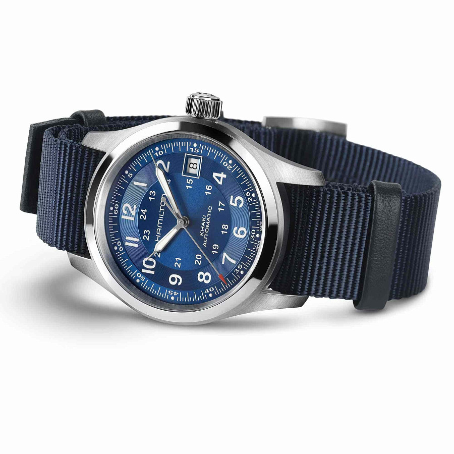 Часы Hamilton Khaki Field Auto 38mm H70455940 — синий, сталь металл