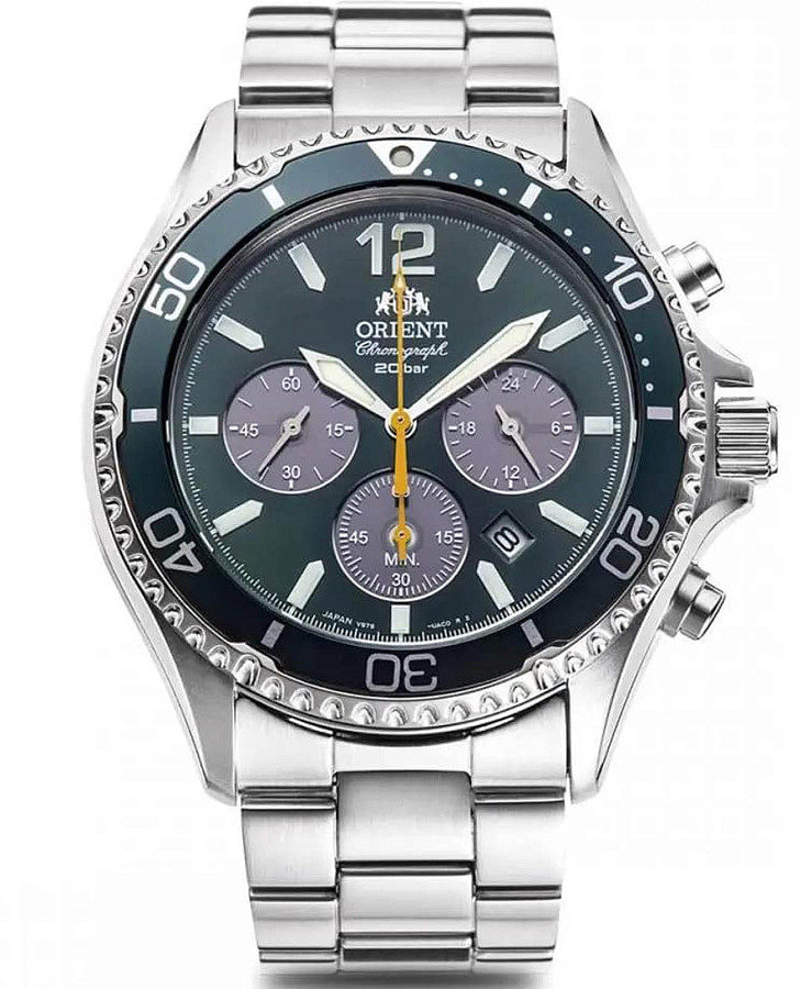 Часы Orient Chronograph Solar RA-TX0204E (RN-TX0204E) — мужские, зеленый