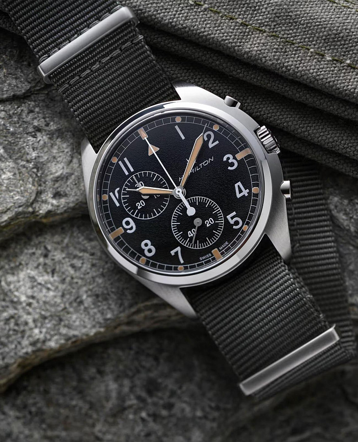 Часы Hamilton Khaki Aviation Pilot Pioneer Chrono Quartz H76522931 — тканевый, мужские