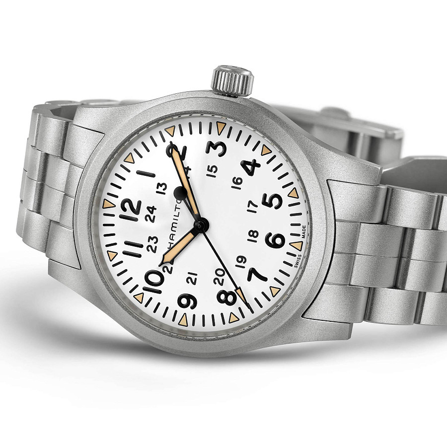 Часы Hamilton Khaki Field Mechanical 42mm H69529113 — механические, сталь металл