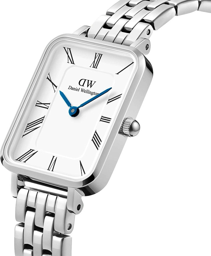 Часы Daniel Wellington Quadro Roman Numerals 5-Link Silver DW00100691 — кварцевые, сталь металл