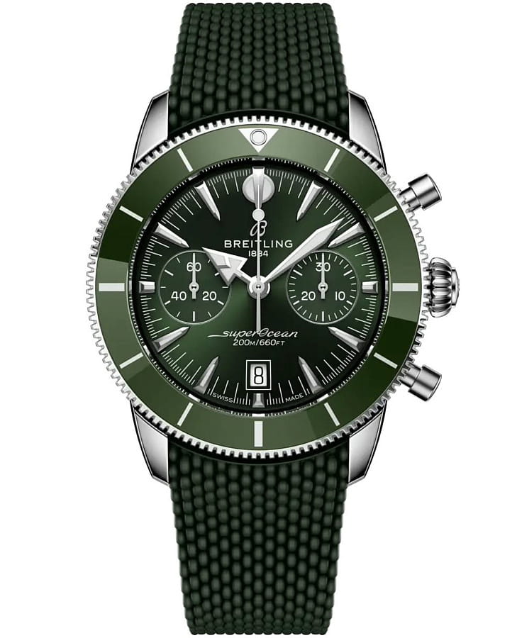 Часы Breitling Superocean Heritage B01 Chronograph 42 mm AB0156361L1S1 — мужские, зеленый