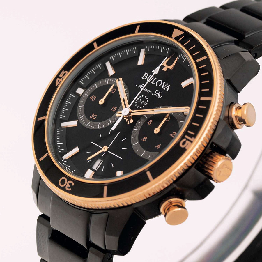 Часы Bulova Marine Star 98B302 — кварцевые, металл сталь