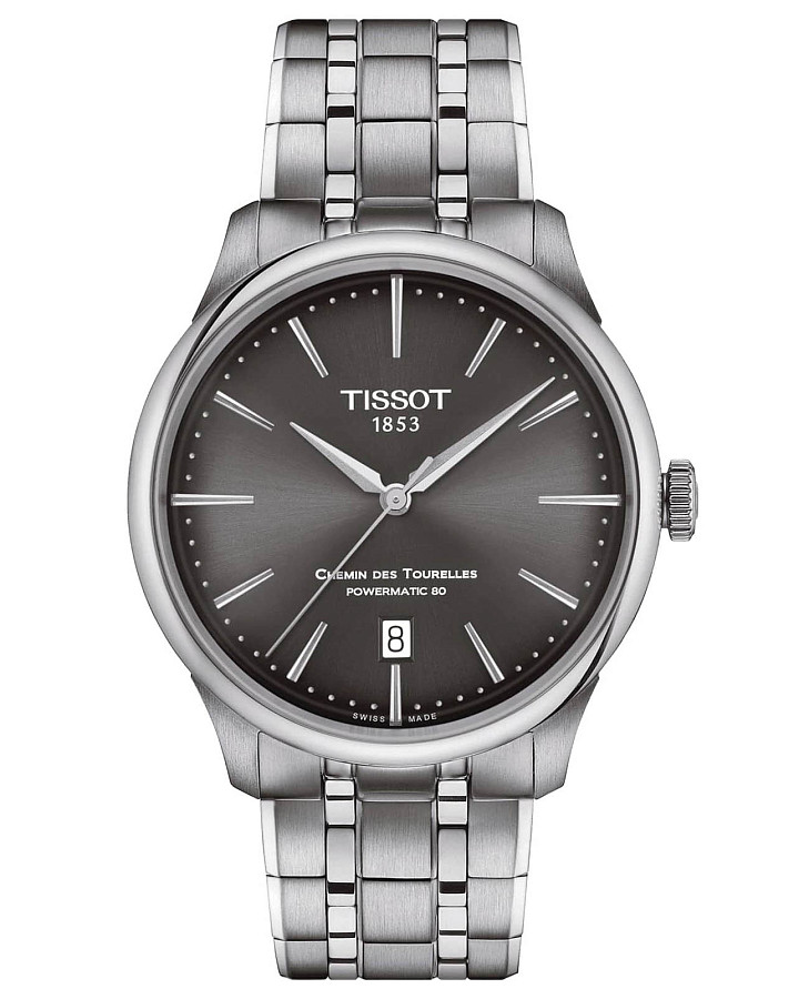 Часы Tissot Chemin des Tourelles Powermatic 80 T139.807.11.061.00 — мужские, серый
