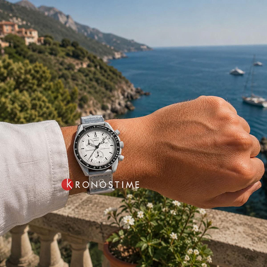 Часы Swatch x Omega Bioceramic Moonswatch 1965 SO33M106 — биокерамика, нейлон