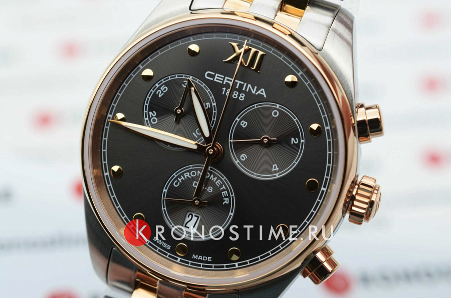 Часы Certina DS-8 Lady Chronograph C033.234.22.088.00 — кварцевые, сталь металл
