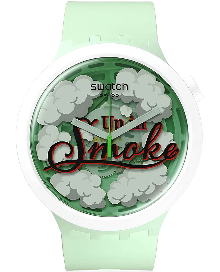 Часы Swatch Big Bold Bioceramic Lacquered SB03Z103 — мужские, зеленый
