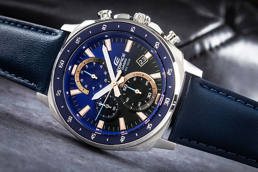 Часы Casio Edifice EFV-600L-2A — кожаный, мужские