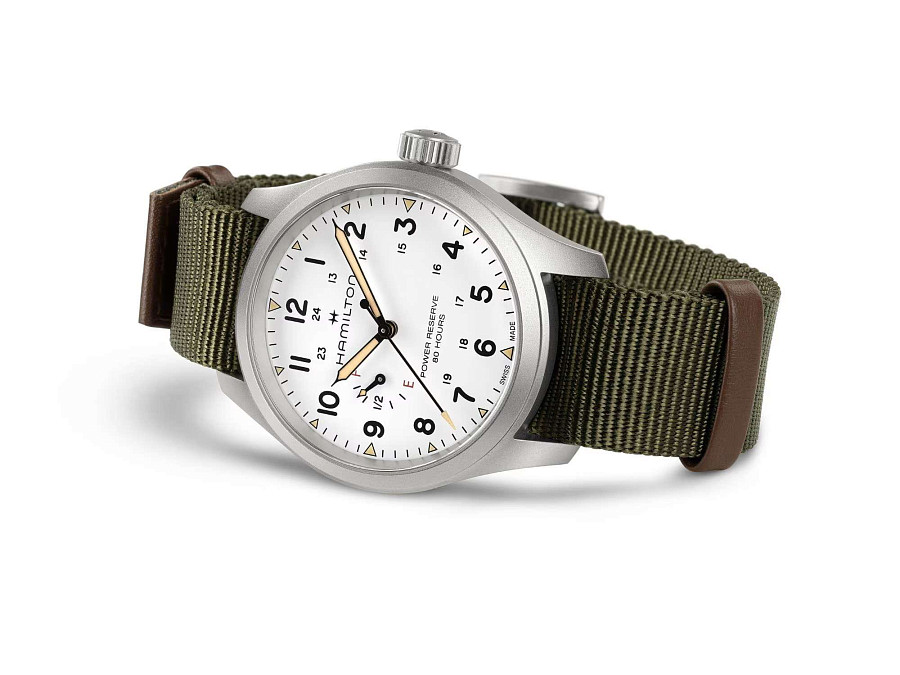 Часы Hamilton Khaki Field Mechanical Power Reserve 40mm H69509910 — тканевый, мужские