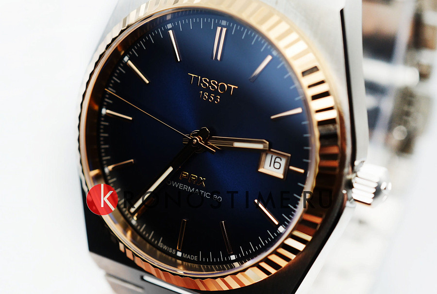Часы Tissot PRX Powermatic 80 18K Gold Bezel T931.407.41.041.00 — мужские, нержавеющая сталь