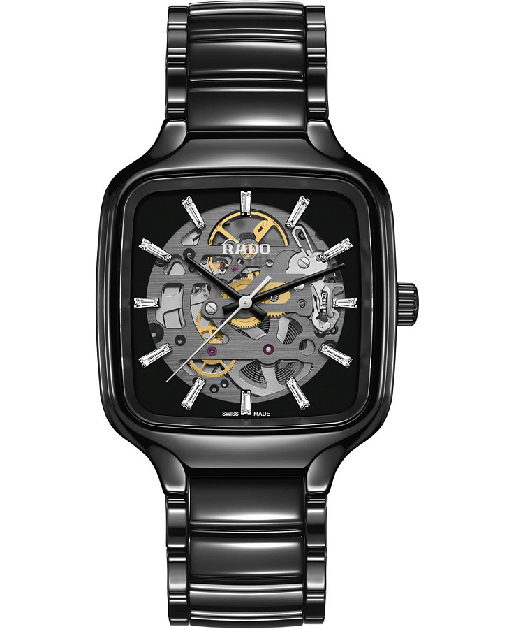 Часы Rado True Square Automatic Skeleton Diamonds R27124702 — женские, черный