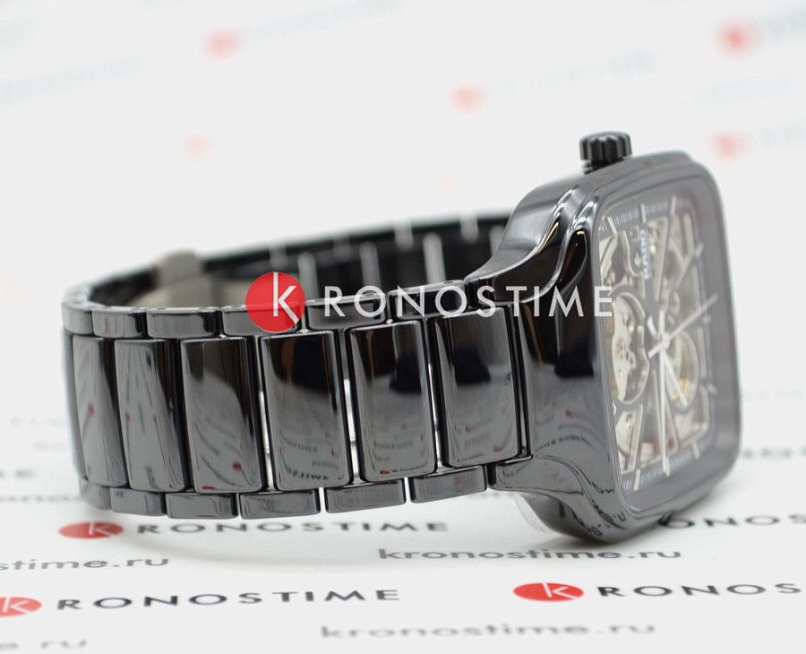 Часы Rado True Square Automatic Open Heart R27086152 — мужские, высокотехнологичная керамика + титан