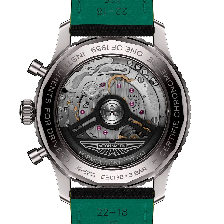 Часы Breitling Navitimer B01 Chronograph 43 Aston Martin Aramco Formula ONE™ team EB01381A1B1X1 — кожаный, мужские