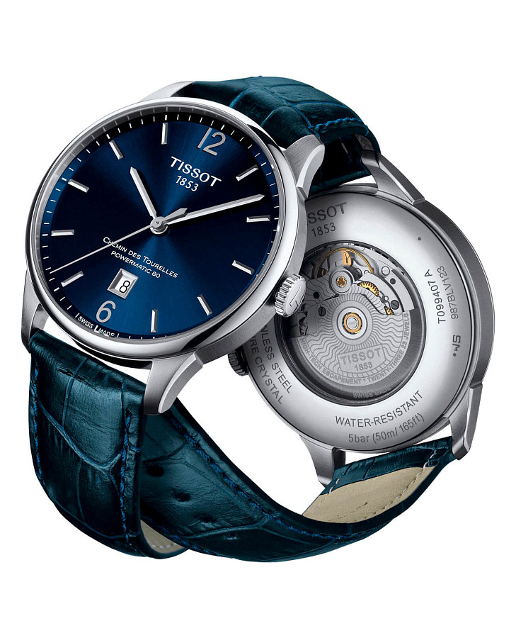 Часы Tissot Chemin des Tourelles Powermatic 80 T099.407.16.047.00 — кожаный, мужские