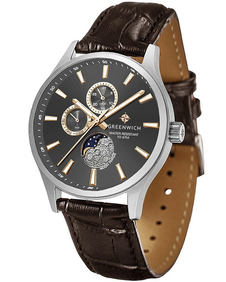 Часы Greenwich Moon Walker GW 058.12.34 — мужские, кожаный