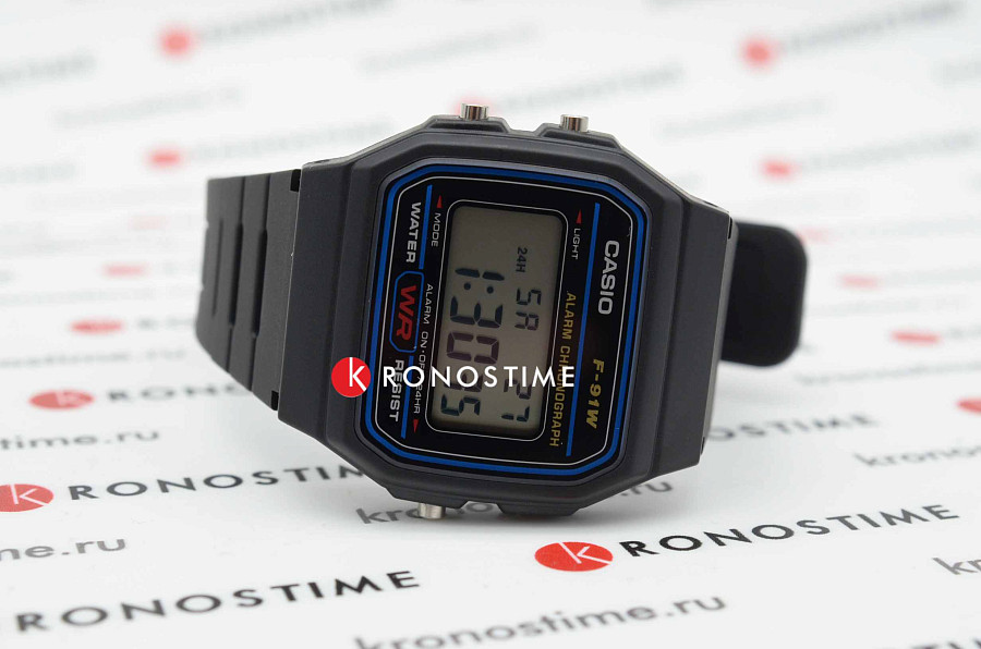 Часы Casio Collection F-91W-1 — пластик, мужские