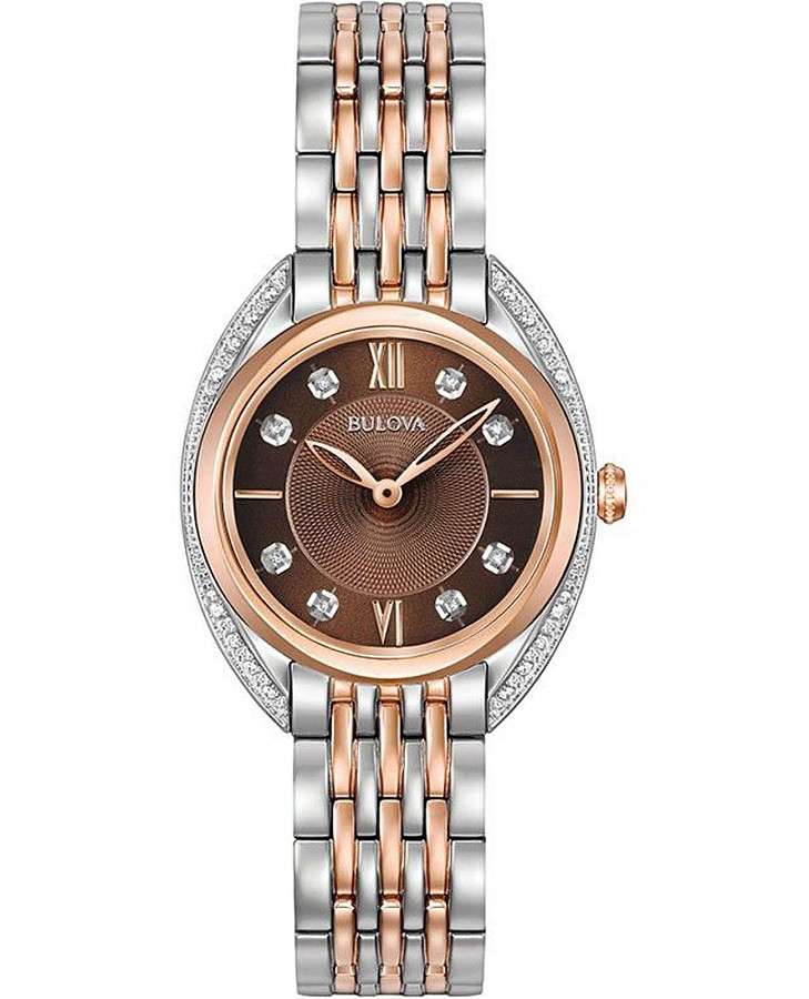 Часы Bulova Diamonds 98R230 — женские, коричневый