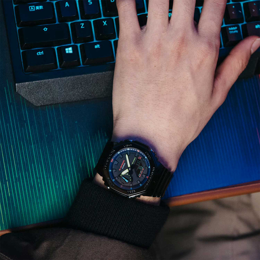Часы Casio G-Shock GA-2100RGB-1ADR (GA-2100RGB-1A) — электронные, Япония, мужские