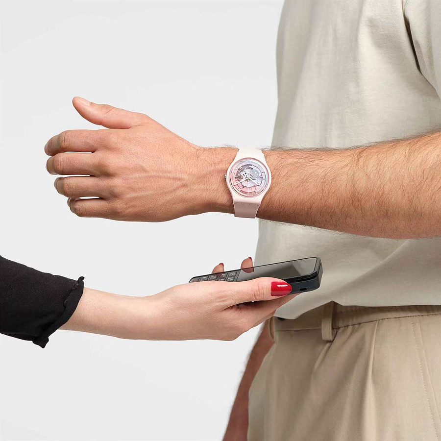 Часы Swatch New Gent Bioceramic Swatch Pay! SO32P103-5300 — силикон, женские