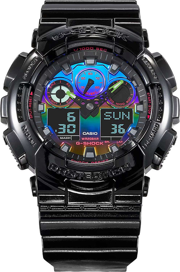 Часы Casio G-Shock GA-100RGB-1ADR (GA-100RGB-1A) — Япония, электронные