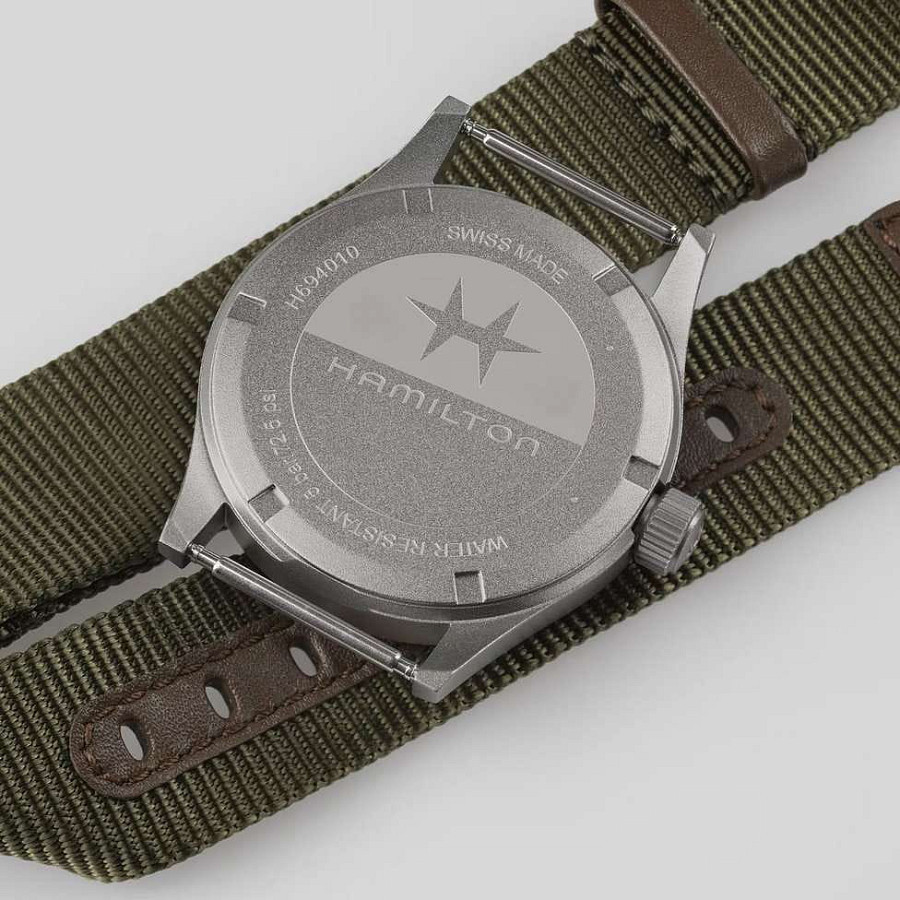 Часы Hamilton Khaki Field Quartz 38mm H69401910 — мужские, тканевый