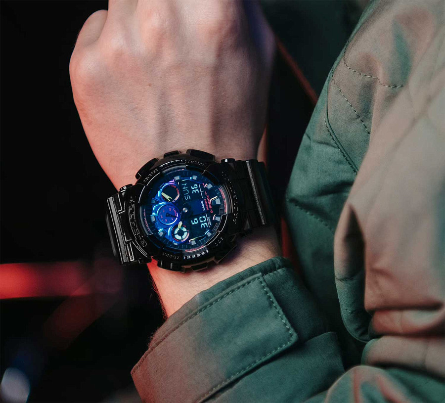 Часы Casio G-Shock GA-100RGB-1ADR (GA-100RGB-1A) — электронные, пластик