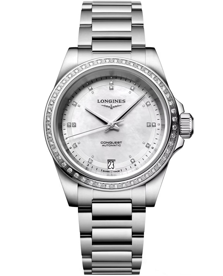 Часы Longines Conquest L3.430.0.87.6 — женские, перламутровый