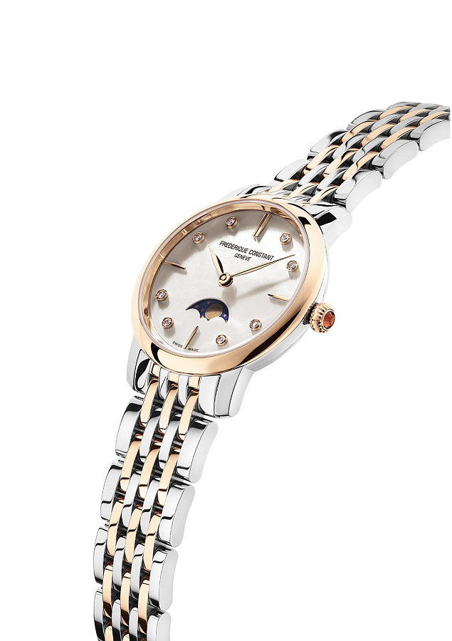 Часы Frederique Constant Slimline Ladies Moonphase FC-206MPWD1S2B — кварцевые, сталь металл