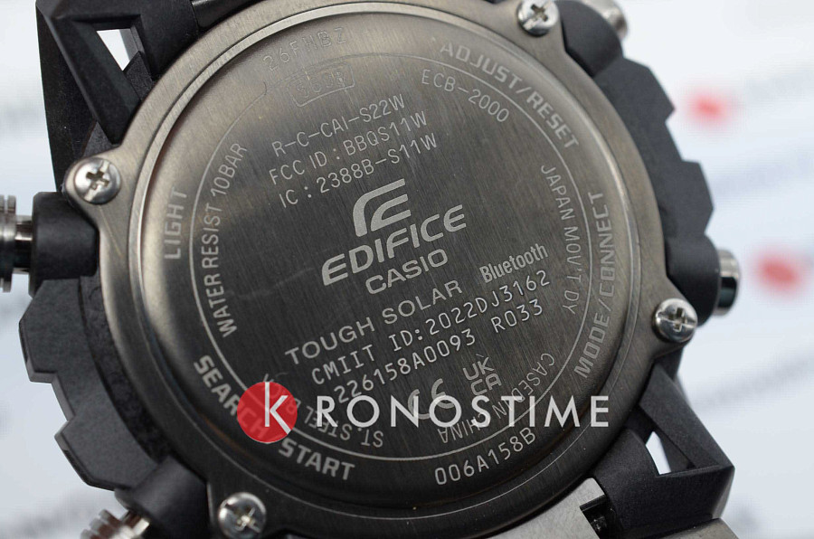 Часы Casio Edifice ECB-2000DC-1ADF (ECB-2000DC-1A) — карбон сталь металл, сталь с ip покрытием