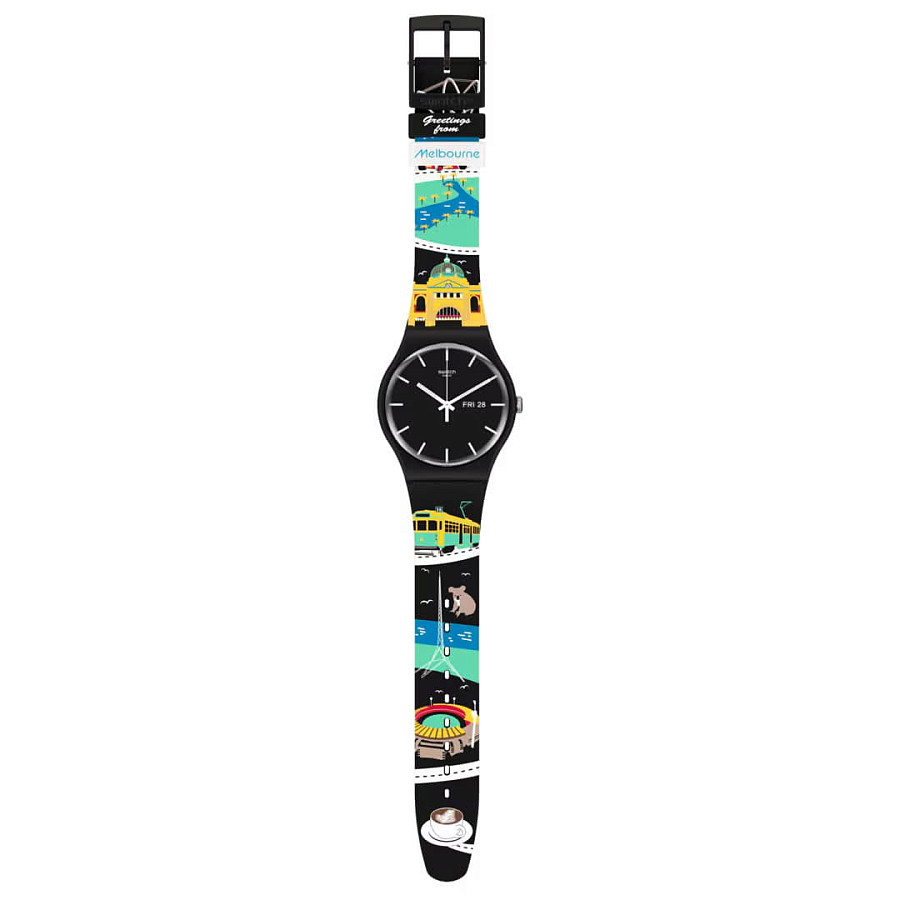 Часы Swatch Melbnificient SO29B704C-14 — кварцевые, пластик