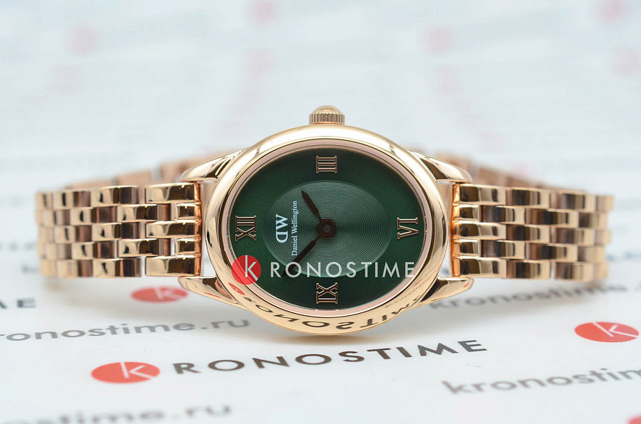 Часы Daniel Wellington Ophelia Mini Emerald Rose Gold DW00100806 — кварцевые, металл сталь