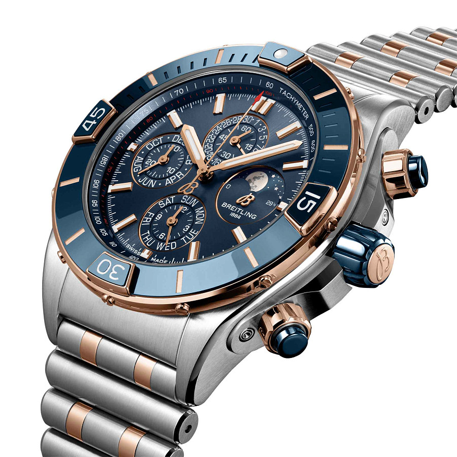 Часы Breitling Super Chronomat 44 Four-Year Calendar U19320161C1U1 — механические, сталь металл золото
