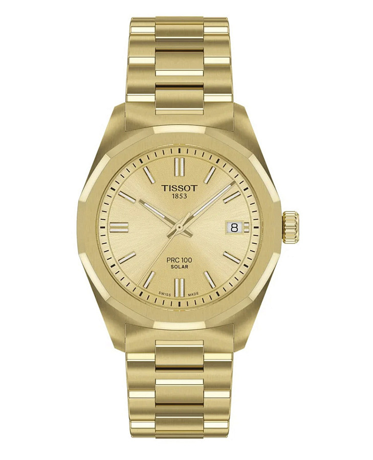 Часы Tissot PRC 100 Solar Quartz 34mm T151.822.33.021.00 — женские, шампань