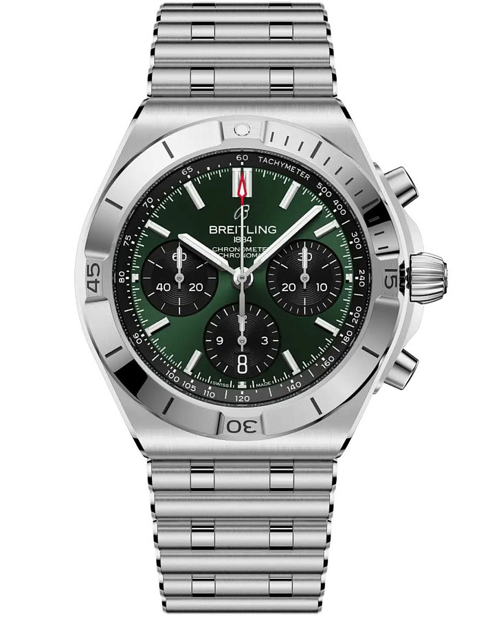 Часы Breitling Chronomat B01 Chronograph 42 AB0158101L1A1 — мужские, зеленый