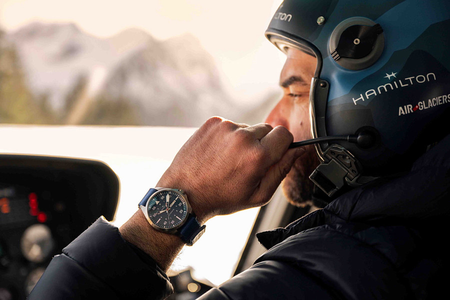 Часы Hamilton Khaki Aviation Day Date Auto - Air - Glaciers Edition H64655941 — синий, титан